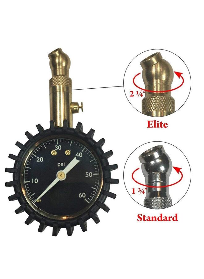 Tire Pressure Gauge 60 PSI - 2 Easy Read Glow Dial, Solid Brass Material - Image 2